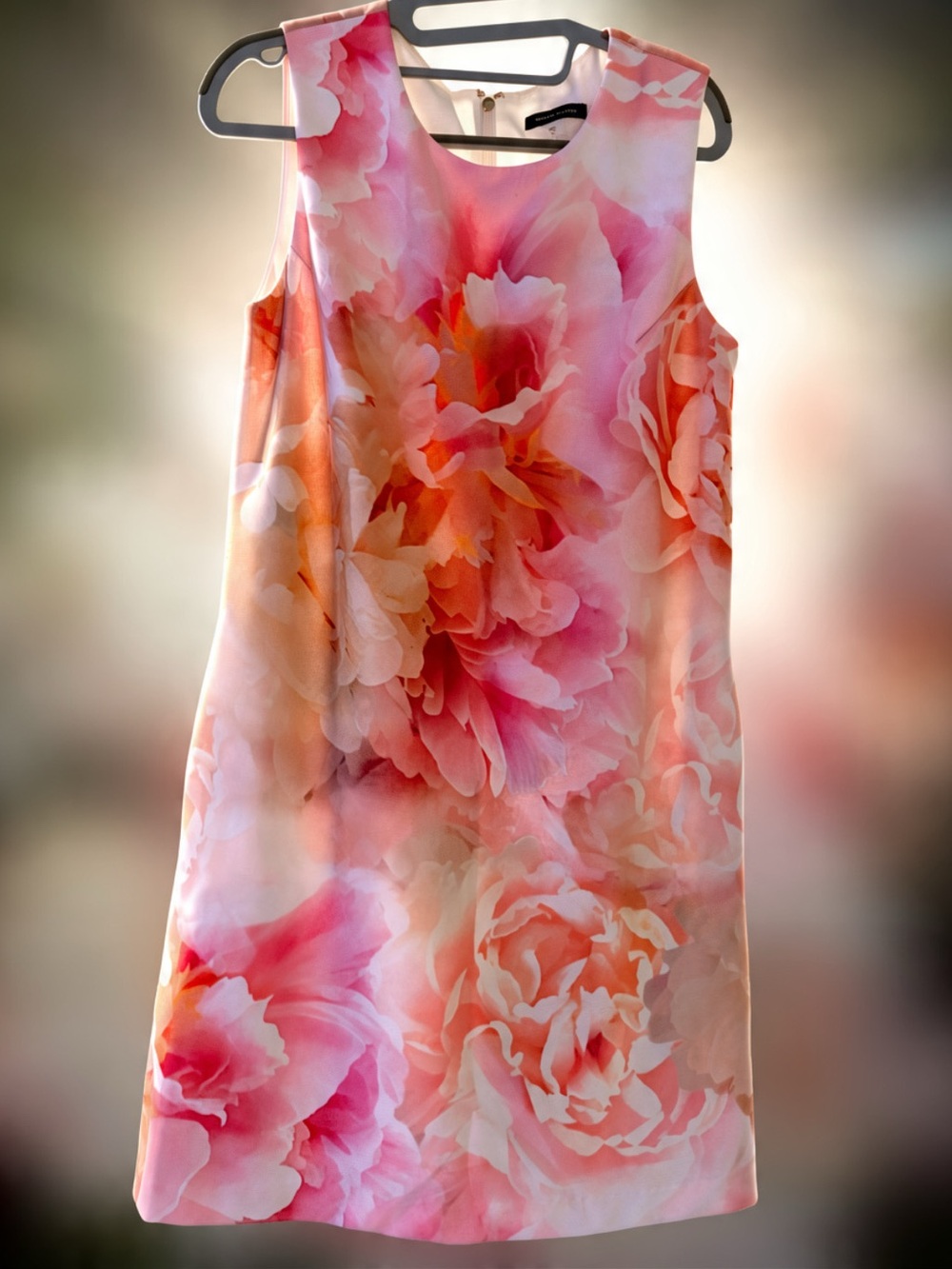 NWOT Tommy Hilfiger Rose Floral Sleeveless Shift Dress Blush Pink & White